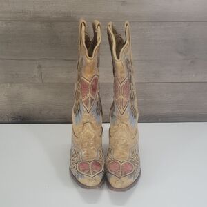 Corral Vintage Red Heart Western Boots Size 8.5 M